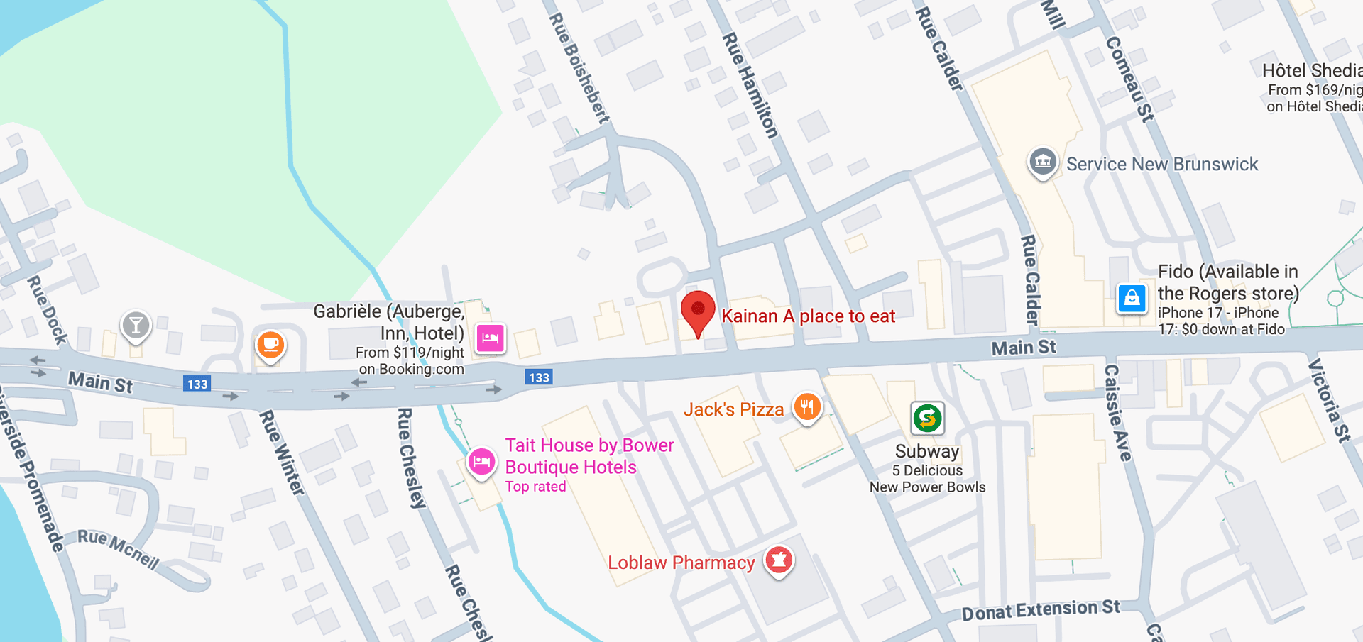 Kainan restaurant location on Google Maps